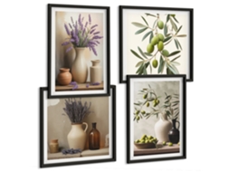 Composição De Quadros Atmosfera Relaxante Zen Espelharte (4 Peças)
