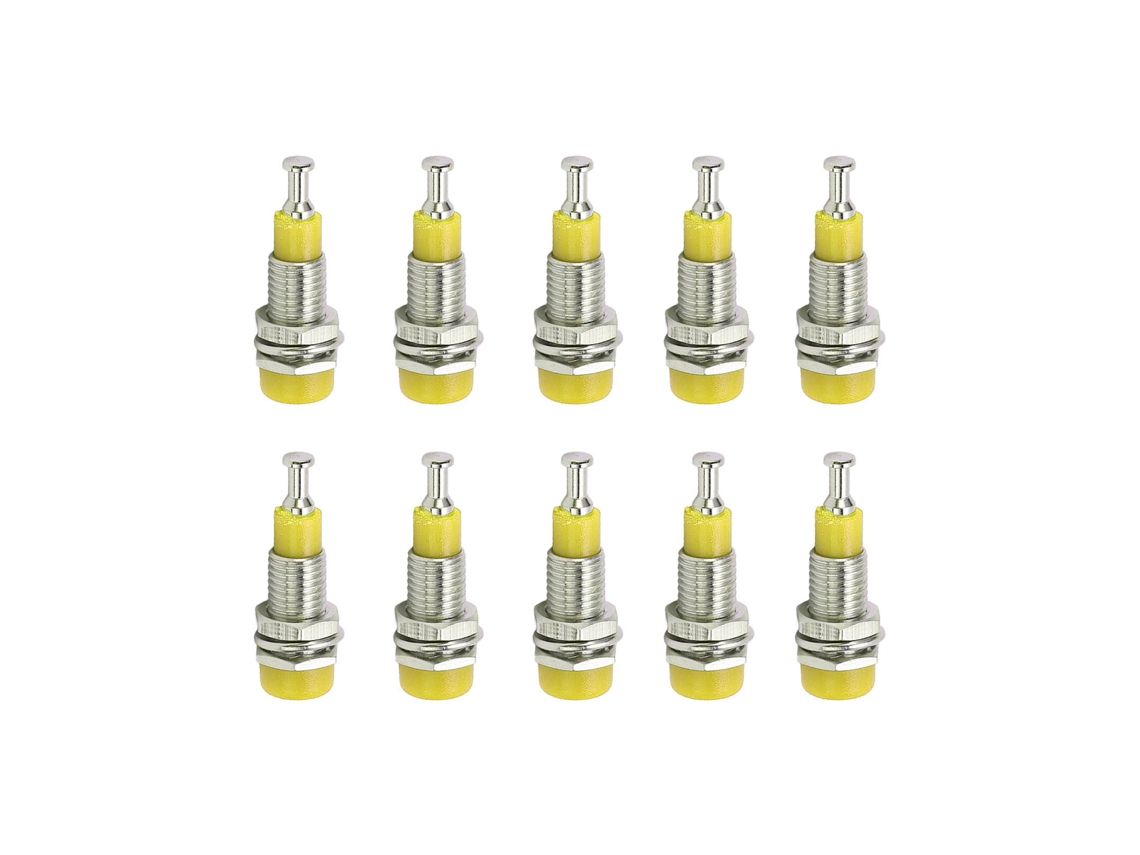 10pcs de tomadas banana fêmea de 2mm, prateada, Ni, rosca M6, modelo J.40006, para equipamentos eletrônicos | S/MARCA