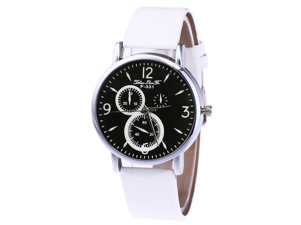 Reloj De Cuarzo Para Hombres Y Mujeres Con Correa De Cuero Pu Dial Clásico Casual Blanco