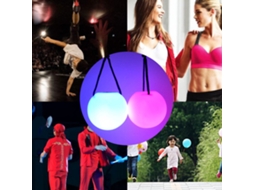 Primerox 2 Pcs Bola Poi Led 9 Modos 7 Cores Luz Brilhante Silicone Macio para Festas Carnaval