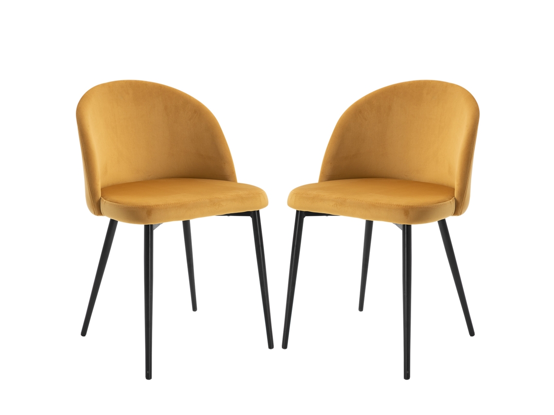 Conjunto de 2 Cadeiras de Jantar S/MARCA, escandinavas, veludo, amarelo