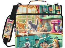 Organizador De Pastas Com Fecho 3-argolas E Compartimento Laptop, Tecido Impermeável Escola E Trabalho Cute