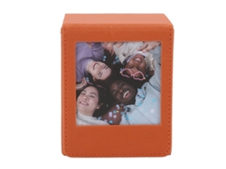 Photo Storage Box Multipurpose Large Capacity Magnetic Lid Closure Pvc Picture Storage Container For Sq Photo Bank Cards Stamps Brown LAXISCREED
