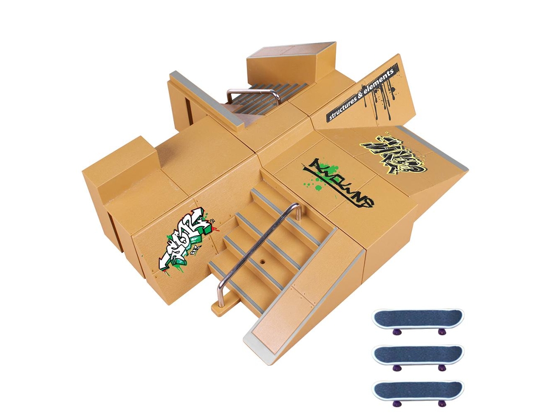 Mali kit Parque Skate Peças Rampa para Skate de Dedo Durável Abs com 3 Pranchas Brinquedo 3+