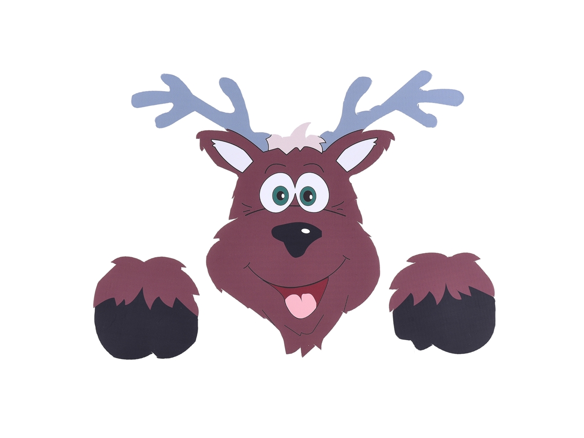 Laxiscreed Elmo De Dupla Face Para Decoração De Parede Natal Com Rena De Rebolar Em Plástico