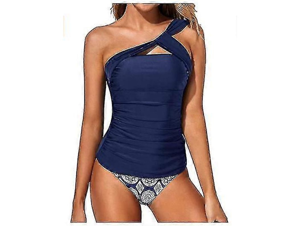 Maiô Tankini Feminino De Tecido De Alta Qualidade, Leve, Respirável, Elástico E Durável, Ideal Para Férias Tropicais, Praia, Natação E Mais Navy B