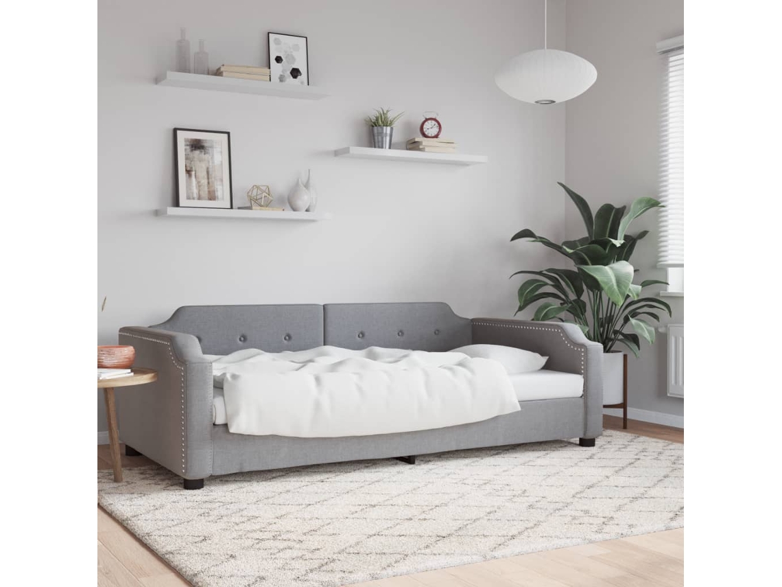Vidaxl Sofá-cama 90x200 Cm Tecido Cinzento-claro