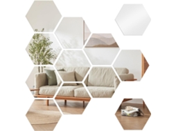 12 Pcs 180*156*90mm Espejo Hexagonal 3d Adesivos de Parede Prata ZYBLSSBB
