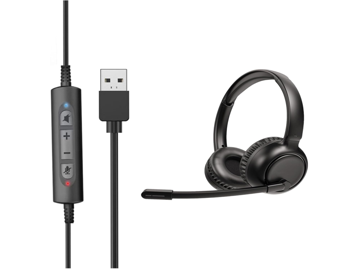 Fone De Ouvido Com Fio E Cancelamento Ruído Para Telecomunicações, Compatível Com Controle De Volume E Função Mudo Para