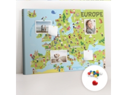 Quadro De Cortiça Mapa-múndi Com Bandeiras Para O Escritório Espelharte (70x100 Cm)