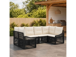 Vidaxl Conjunto De Sofá De Jardim 6 Unid. 6-número De Lugares Preto