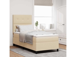 Vidaxl Cama Box Com Colchão Com Cabeceira Creme 90 X 190 Cm Tecido