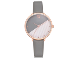 Relógio de Pulso Feminino Casual Disu Analógico de Quartzo com Pulseira de Pu Cinza