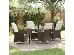 Vidaxl Conjunto de Jantar para Jardim 5 Pcs Castanho Vime Pe