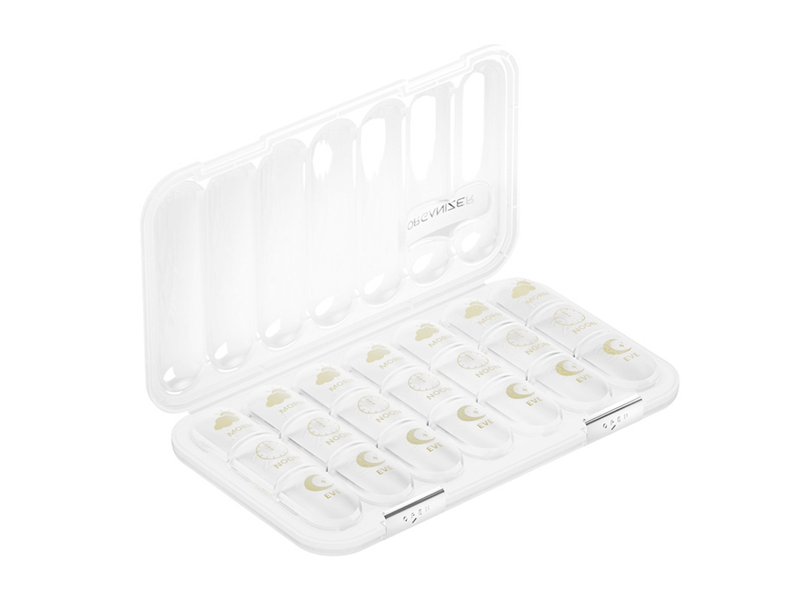 Organizador Semanal de Comprimidos CHRUI 21 Células 3 Vezes Ao Dia Sem Bpa (branco Transparente)
