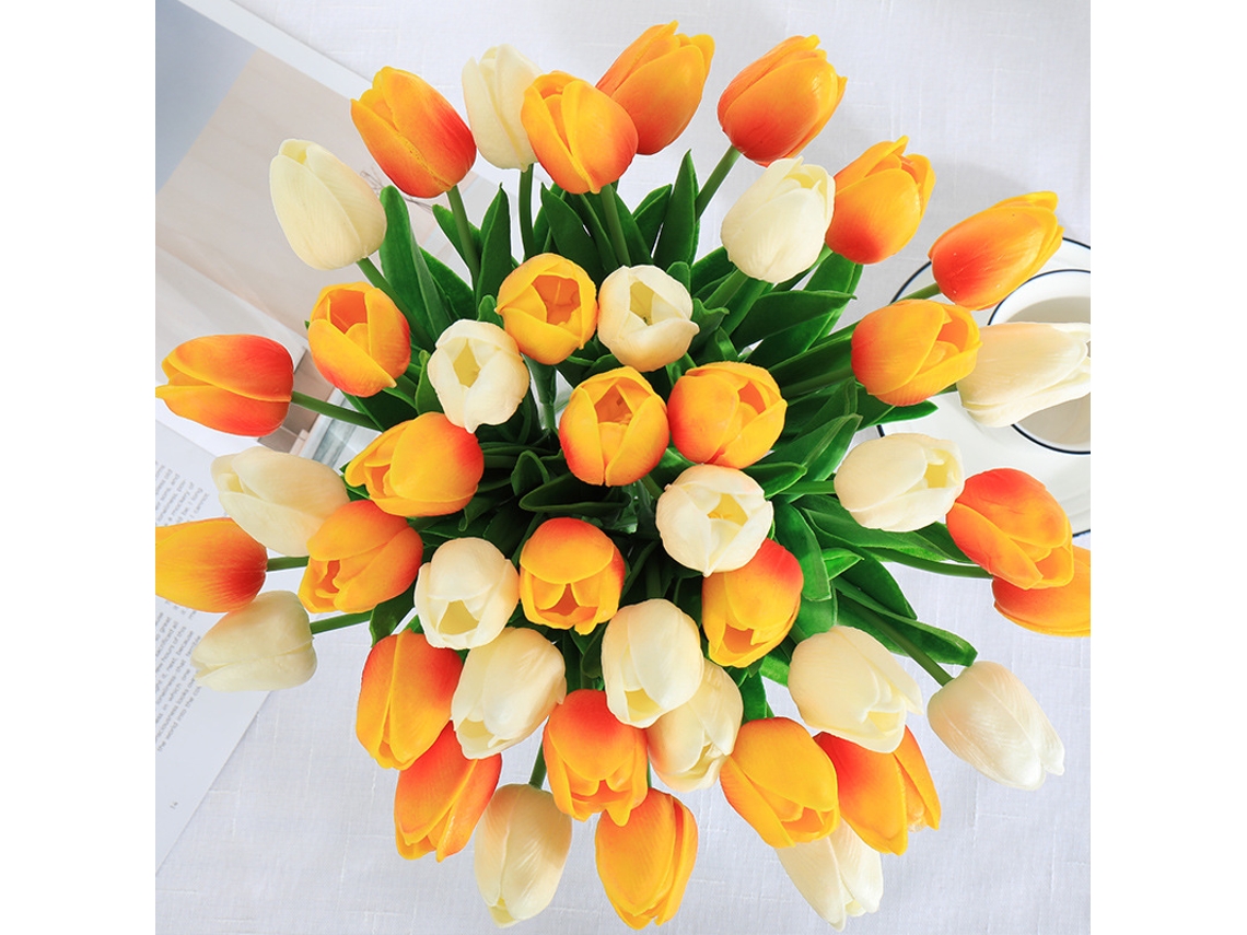 20 Tulipas Artificiais Realistas em Látex BRILVIBERA