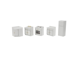 Primerox casinha de Bonecas Miniatura 1:12 Cozinha Integral Madeira Branco Brinquedo Infantil
