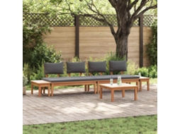 Vidaxl Conjunto De Sofá De Jardim 5 Pcs Marrom E Cinza