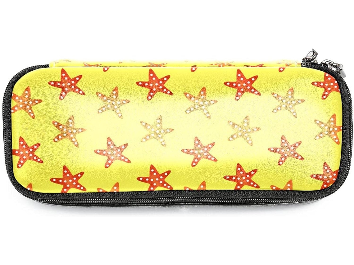 Estojo Grande Com Design De Estrela Do Mar Amarela Lápis E Marcadores, Organizador Escolar, De Escritório,