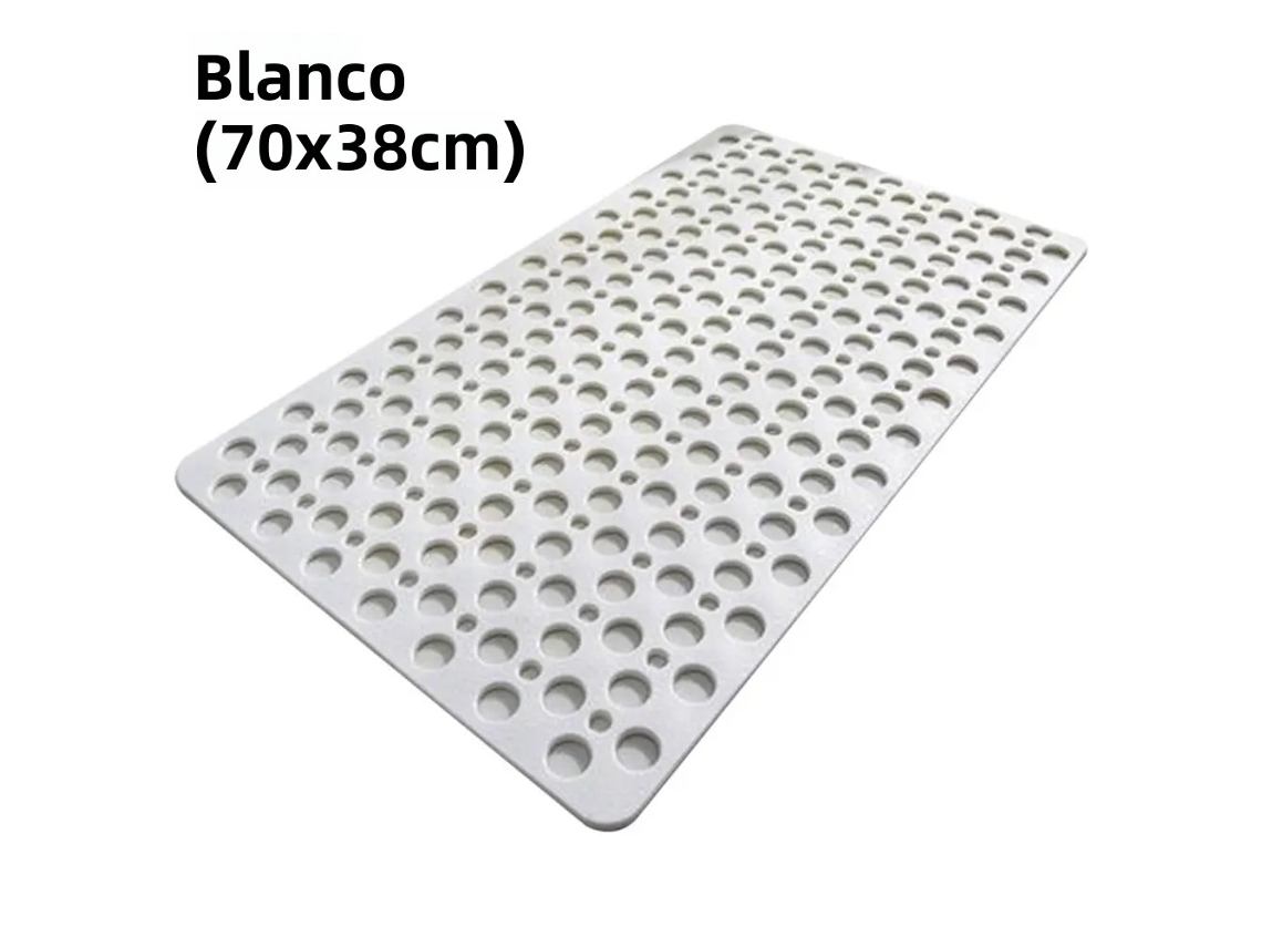 Tapete De Banho Extra Grande Antiderrapante E Respirável (branco, 70 X 38 Cm), Com Ventosa De Alta Aderência E Material Tpe Resistente Ao Mofo.