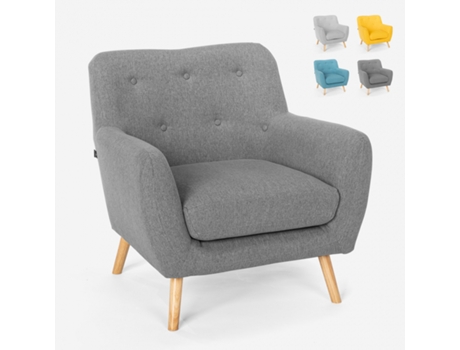 Poltrona design moderno estilo nórdico em madeira e tecido Modesto