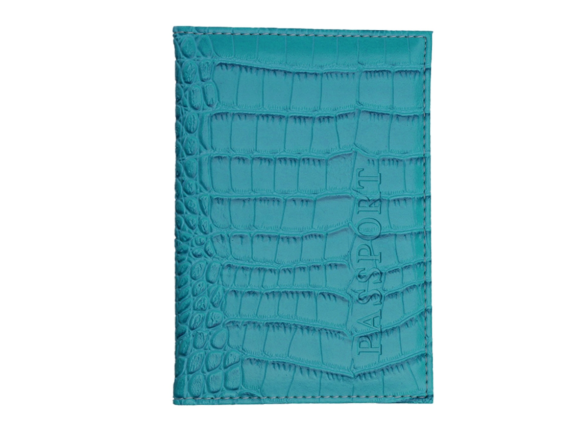 Capa De Passaporte Couro Pu Azul Céu Padrão De Crocodilo