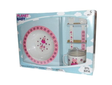 Vajilla Infantil Melamina 4 Piezas Rosa Planet Baby