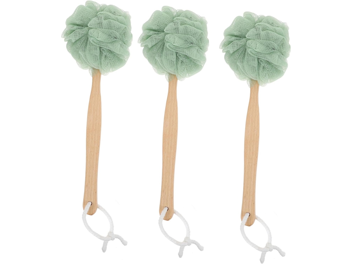 Conjunto De 3 Escovas Corporais Nylon Com Cabo Longo Para Esfoliação E Limpeza Das Costas, Ideal Para Banho E Massagem