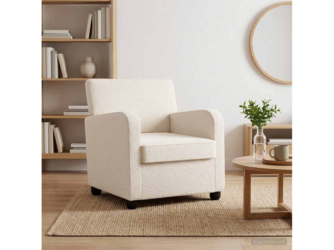 Vidaxl Poltrona Creme Velo De Cordeiro Sintético