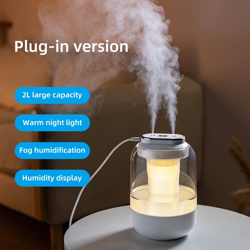 Umidificador MDUG de 2L com visor digital e difusor de aromaterapia para quartos, escritórios e residências (2L)