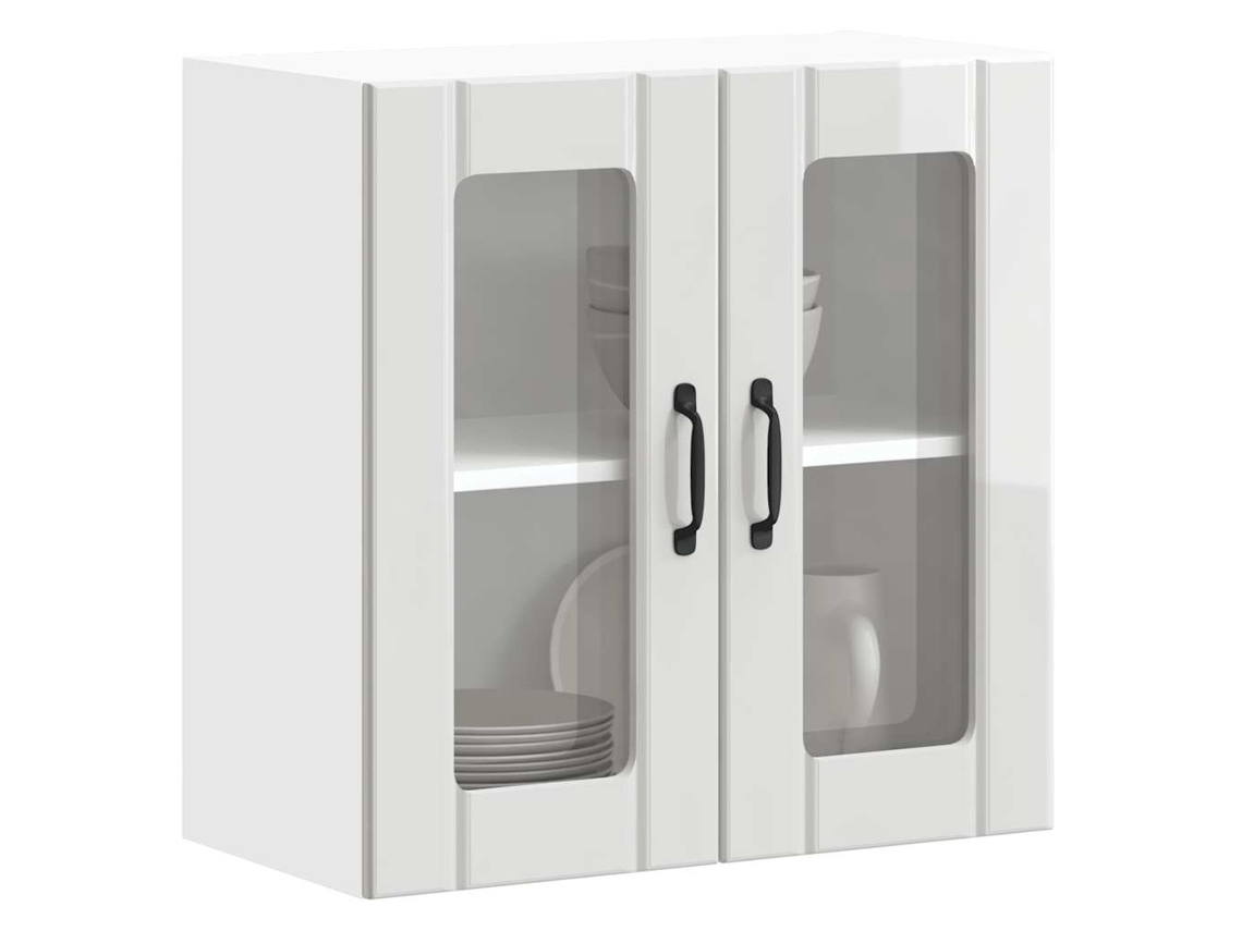 Vidaxl Armário Parede De Cozinha Porta Vidro Lucca Branco Brilhante