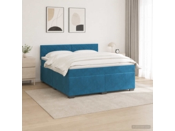 Vidaxl Cama Box Spring Com Colchão E Led Azul 180 X 200 Cm Veludo