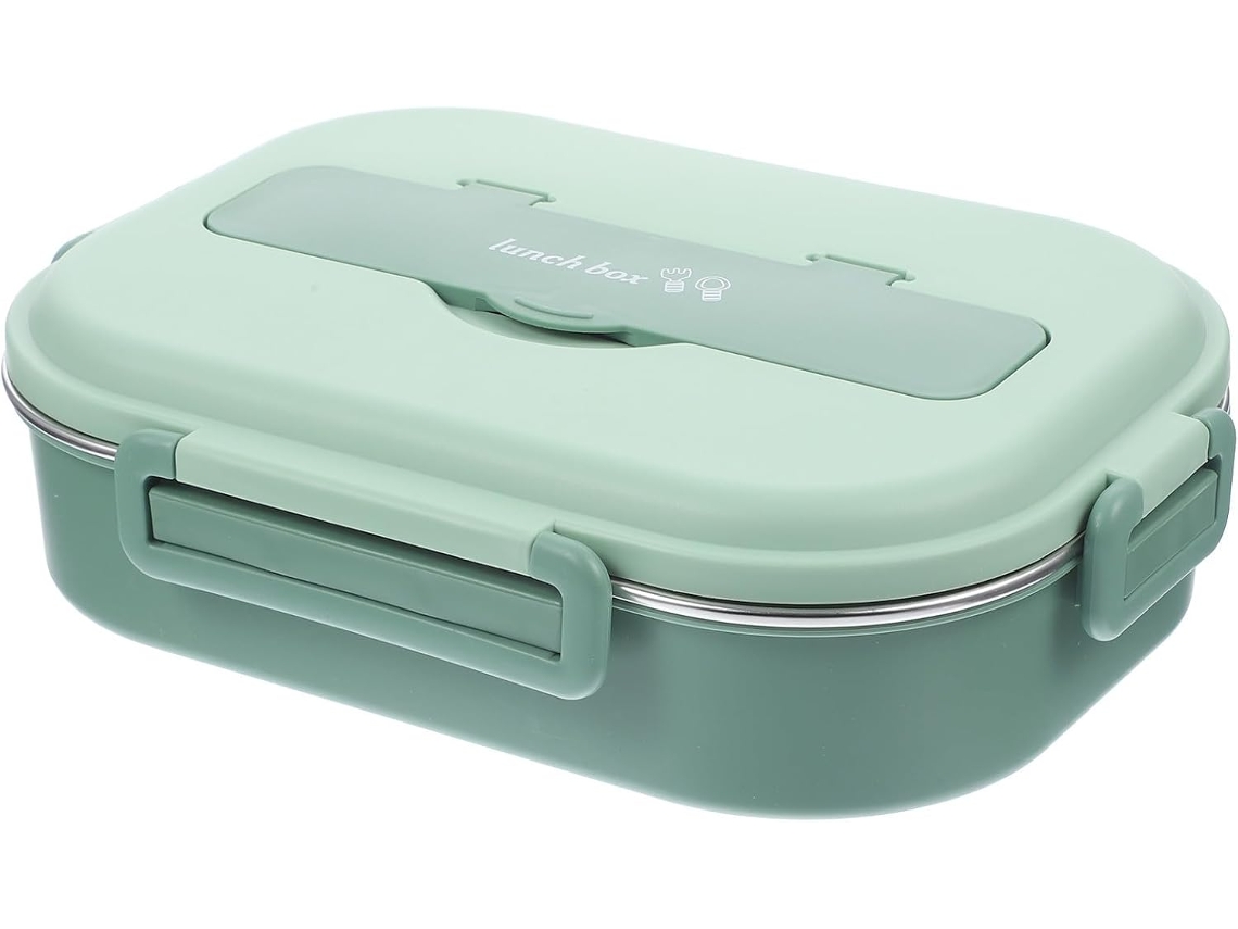 Marmita Bento Box Em Aço Inoxidável, 1300ml, 4 Compartimentos