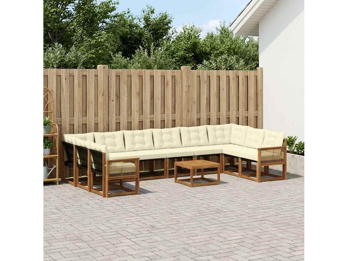 Vidaxl Conjunto De Sofás Para Exterior 11 Pcs Natural E Creme