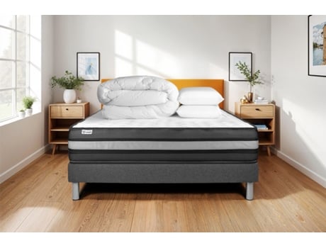 Estrado Completo Ripas Vital Power Vitalit Espuma Com Memória Cinzento (160x200)