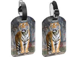 Conjunto De 2 Etiquetas Identificação Bagagem Com Estampa Tigre Evitar A Perda Malas E Bagagens