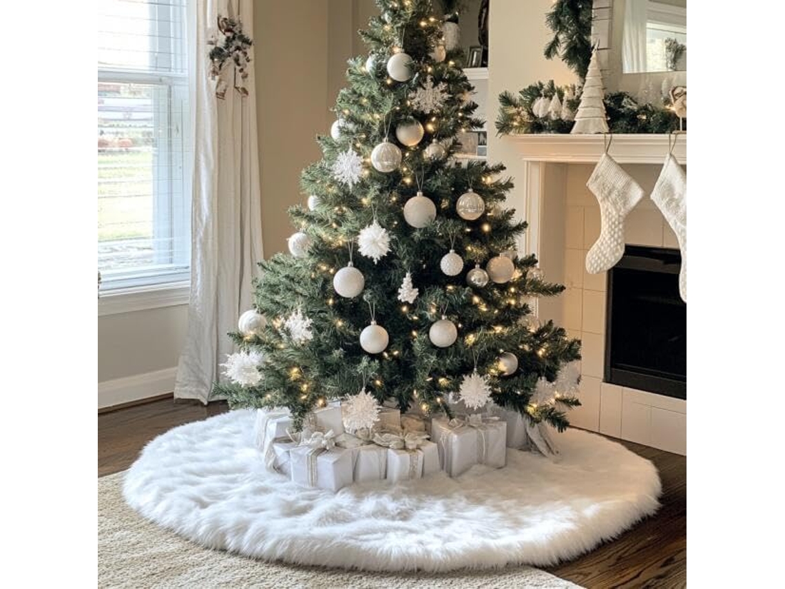 Tapete Artificial Branco Para Árvore De Natal De 91 Cm (36 Polegadas), Perfeito Para Festas De Natal E Decoração De Árvores Natalinas.