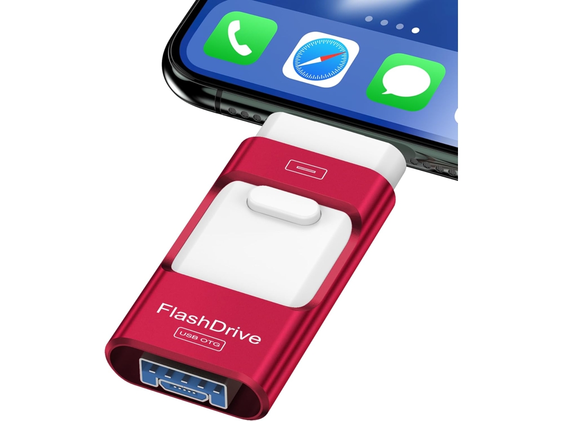 Pen Usb 3.0 de 64 Gb para Android e Iphone HENTEN HOME (vermelho)