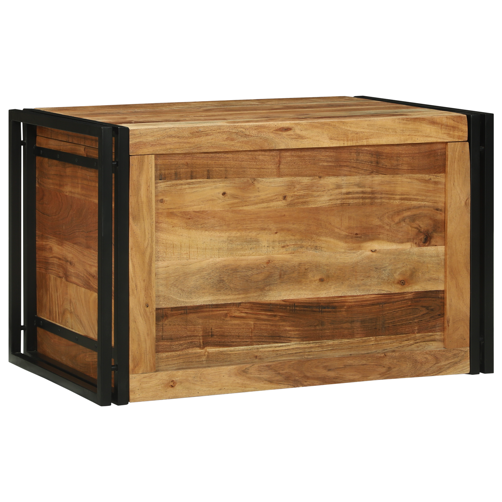 Conjunto 1 Caixa De Armazenamento Vidaxl Castanho Madeira De Acácia Maciça (80 X 50 X 50 Cm)