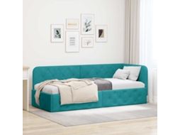 Vidaxl Estrutura de Cama de Canto Turquesa 80 X 200 Cm Veludo