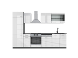 Cozinha R-Line, 300 cm sem bancada, Branco brilhante/Antracite, Vicco