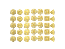 Kit de Dados Plásticos Business, 35 peças, números brancos, pérola, amarelo | S/MARCA