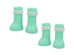 Conjunto com 4 protetores de botinhas para gatos, luvas de silicone ajustáveis e protetores de patas para banho e tosa.