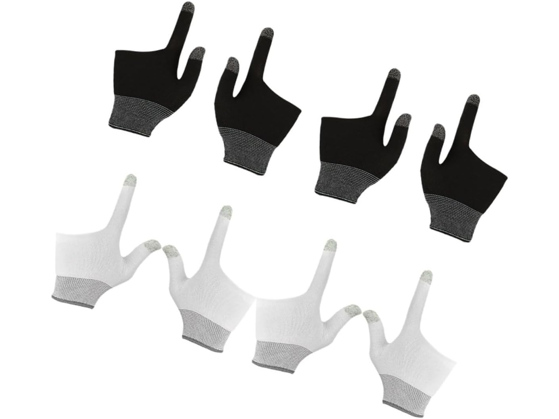 Conjunto De 4 Pares Dedos Duplos Para Jogos Com Tela Sensível Ao Toque, Com Pontas De Grafeno Para Maior Precisão No