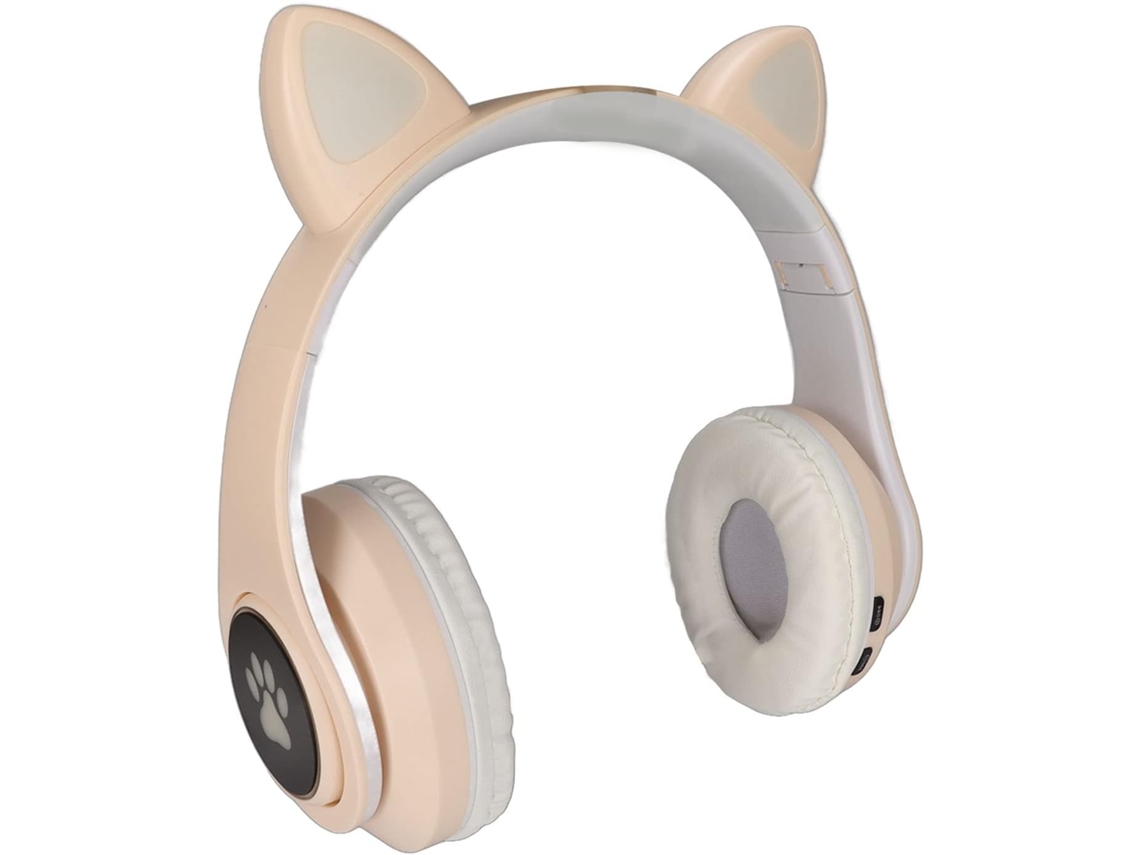 Fone De Ouvido Com Orelhas Gato Brilhantes, Fone De Ouvido Sem Fio Fofo Para Crianças Com Protetores Auriculares