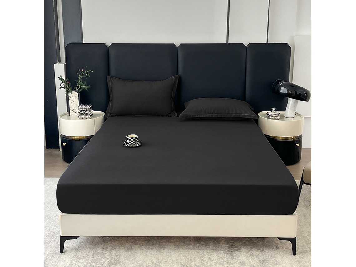 Conjunto Lençóis 4 Peças Lençol De Baixo 137x191*36cm Lençol De Cima206*244cm 2 Fronhas 51x76cm Fibras Sintéticas Preto Hexinyigjly