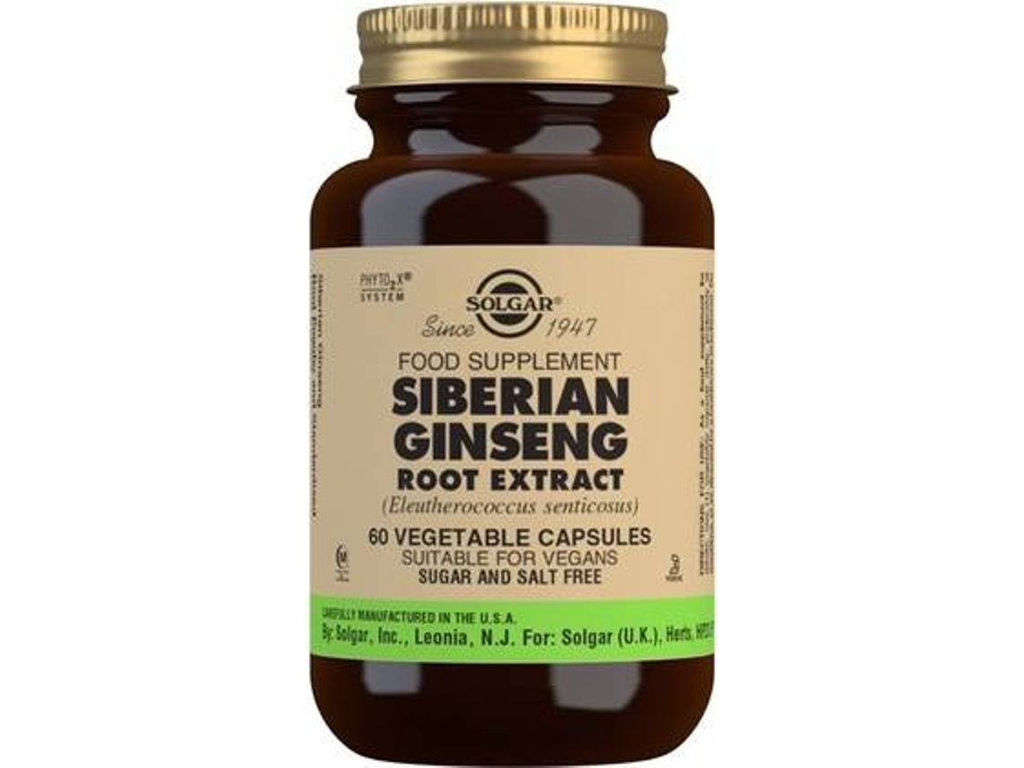 Suplemento Alimentar SOLGAR Extrato Da Raiz De Ginseng Siberiano (60 cápsulas vegetais (520mg))