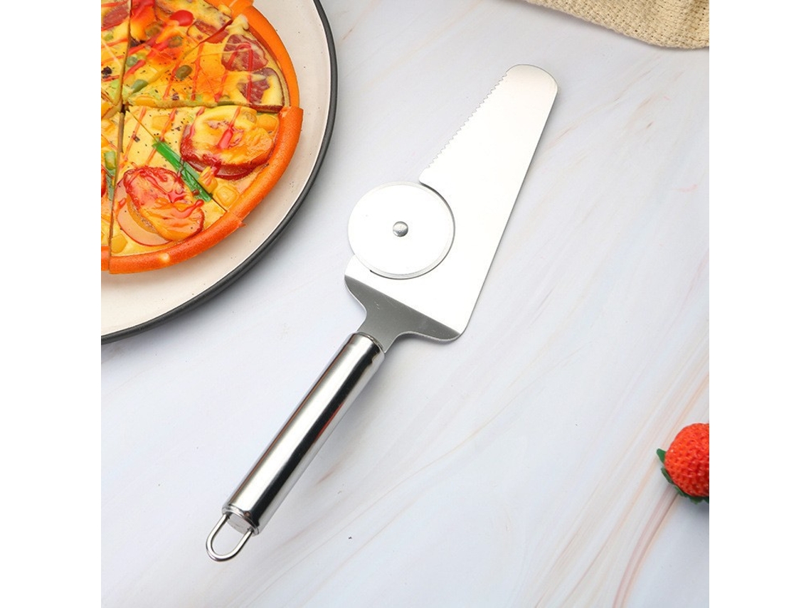 Cortador De Pizza 2 Em 1 - Aço Inoxidável, Roda + Espátula, Para Cortar E Levantar Pizza