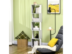 Estante De Livros Em Forma S Com 5 Prateleiras Abertas P/sala Estar Escritório Estúdio Anti-tombo Carga Máxima 100kg 33x28x161cm Branco E