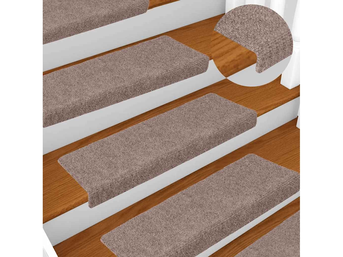 Vidaxl Tapetes De Escada Autoadesivos 20 Peças 65x21x4 Cm Castanho Claro Com Borda Retangular